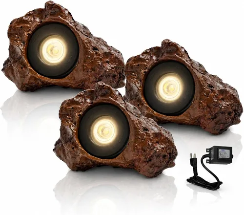 Vista 9 de HALF OFF PONDS LumiNight Iluminación para estanques y paisajes - Luz LED de roca de 1,5 vatios