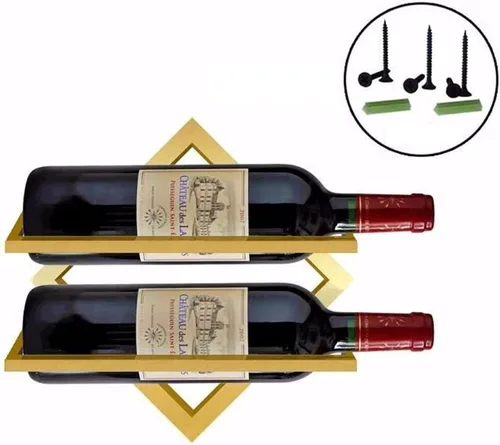 Vista 7 de Paquete de 2 estantes de metal para vino montado en la pared, estante para botellas de vino y colgador de copas, estante de almacenamiento de vino