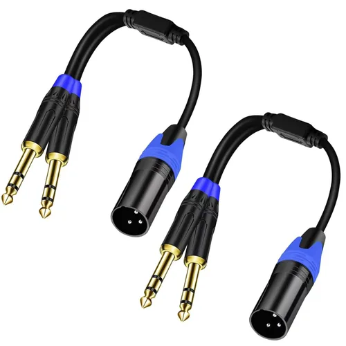 Vista 10 de Cable doble TRS a XLR hembra de 0.250 in para micrófono, mezclador, amplificador, 6.6 pies, cable de audio doble 1/4 TRS macho a XLR, cable