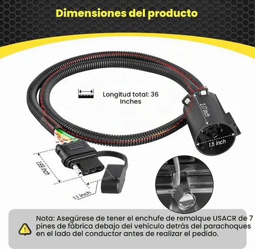 Vista 6 de Oyviny USCAR Arnés de cableado de 7 pines a 4 pines para remolque para Jeep Grand Cherokee 2011-2021/Chevy Silverado 2001-2013/GMC Sierra 2001-2007