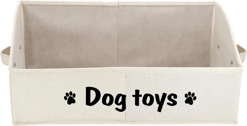 Vista 2 de PET ARTIST Cesta de almacenamiento y organización plegable resistente para perros, bonita caja de juguetes para perros con asas, caja de juguetes