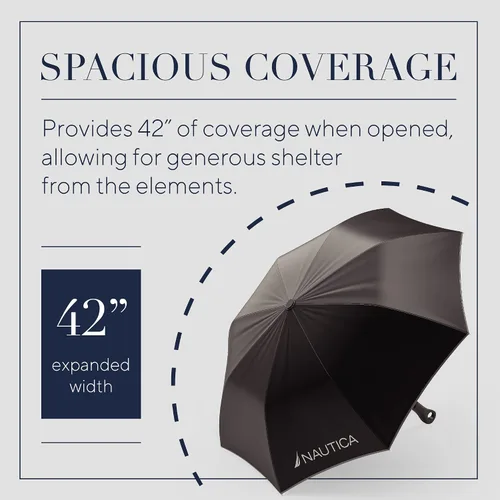 Vista 6 de Nautica Umbrella for Travel - Auto Open Compact Lightweight Folding - Best Windproof Umbrellas for Rain Sun Wind Protection Small Automatic