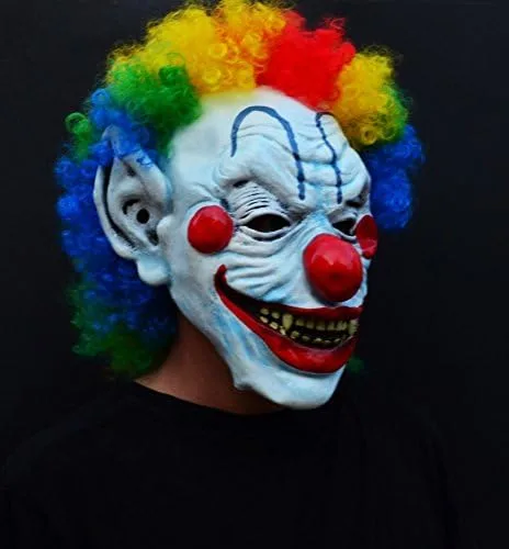 Vista 5 de Acid Tactical Máscara de látex espeluznante de payaso malvado de Halloween, payaso rizado Moe
