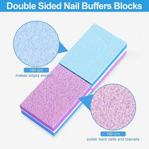 Vista 2 de CGBE Bloque de pulido, bloque de pulido de uñas de doble cara, esponja colorida, tiras de lijado, bloques de lima de uñas, herramientas de manicura