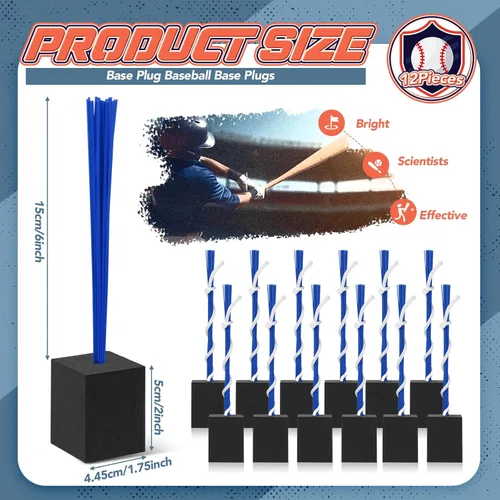 Vista 2 de Shappy 12 tapones de base de béisbol con borla, tapones de anclaje resistentes para campo de béisbol y accesorios de sóftbol