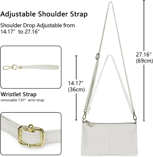 Vista 4 de YALUXE Clutch Wristlet - Cartera de piel auténtica con bloqueo RFID y cadena de hombro