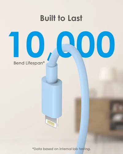 Vista 5 de AISNI Bloque de Cargador Rápido para iPhone 14 13 12 con Cable de Carga Rápida de 10 Pies, Certificado MFi, Cargador de iPhone USB C PD de 20W de 10