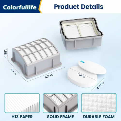 Vista 4 de Colorfullife 4 filtros de espuma + 2 HEPA para Shark Navigator Professional NV70, NV80, NVC80C, UV420 Shark Rotator Professional XL Capacidad NV90