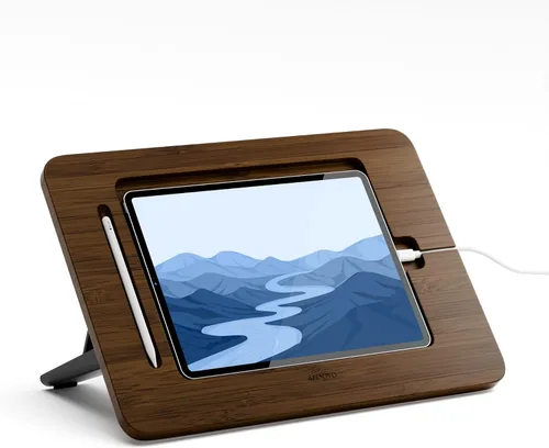 Vista 10 de AFOOYO Soporte de dibujo de bambú para tableta, portátil y ajustable, 5 ángulos, soporte elevador para laptop, soporte de lectura de libros