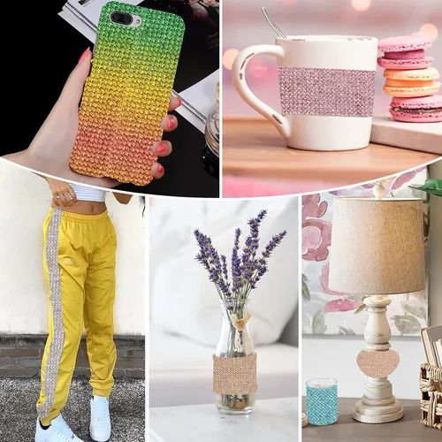Vista 6 de Cinta de cristal autoadhesiva, calcomanías de diamantes de imitación para envoltura de regalos, manualidades, proyectos de decoración, bodas