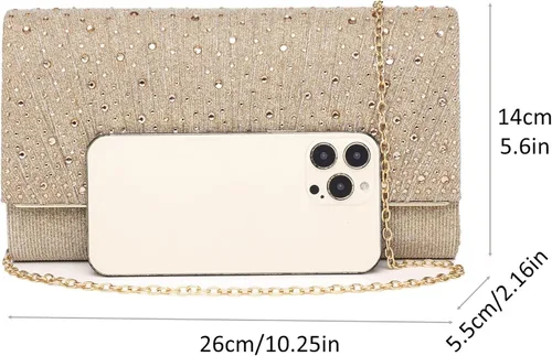 Vista 4 de DETARA Bolsos de noche para mujer, con lentejuelas y purpurina para mujer, bolso de mano brillante, bolso formal para boda, fiesta, baile