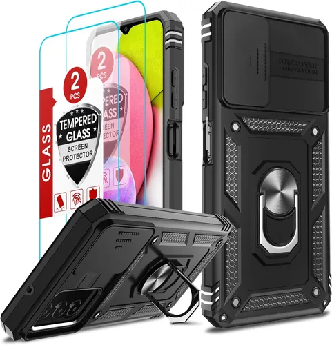 Vista 22 de LeYi para Samsung Galaxy A03S Funda de teléfono, Funda Samsung AO3S con [Paquete de 2] Protector de pantalla, [Calidad militar] Funda protectora