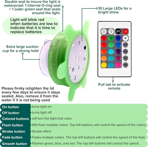 Vista 4 de Luz LEDES sumergida que cambia de color por control remoto para tina o spa - Funciona con batería