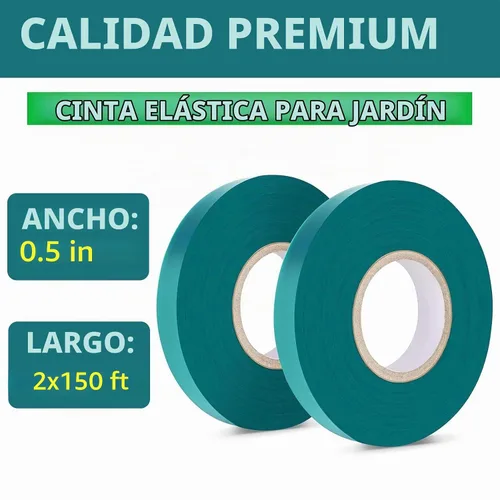 Vista 2 de Easytle Paquete de 2 rollos de cinta elástica de 150 pies, cinta de amarre de jardín de 1/2 pulgada, cinta gruesa y resistente para plantas, estacas