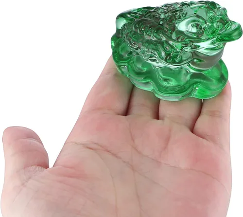 Vista 7 de MDLUU Paquete de 2 estatuas de sapo de dinero, ranas de la fortuna de cristal Feng Shui, amuleto de buena suerte para caja registradora, escritorio