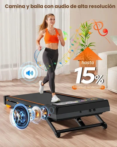 Vista 6 de Walking Pad Treadmill with 15% 12-Level Auto Incline, 450 lbs Capacity UI Screen, Trisomy 3.5HP Quiet Under Desk Treadmill with Speaker & Remote