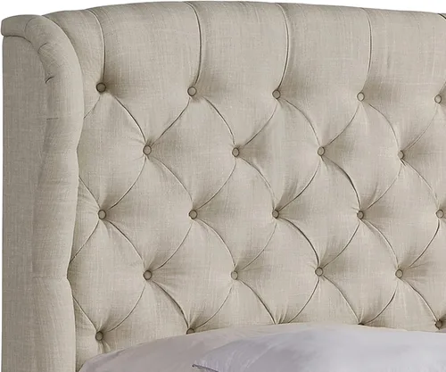 Vista 4 de Rosevera Marcelle - Marco de cama con respaldo de alas con cabecera ajustable de diseño distintivo, tapizado con botones para dormitorio, soporte