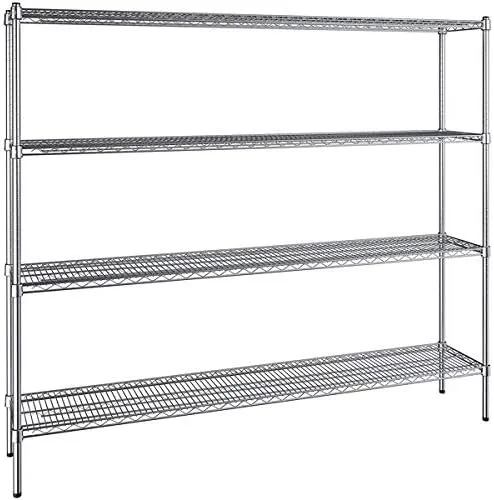 Vista 351 de Kit de 4 estantes de epoxi verde NSF de 21 x 72 pulgadas con postes de 86 pulgadas, estantería de almacenamiento resistente, kit de estantería