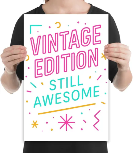 Vista 2 de Geometric 80s Neon Letters Poster - Retro Design - Gloss Paper Finish - Game Room Wall Decor