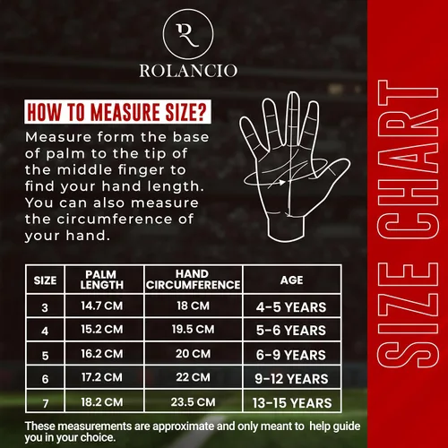 Vista 5 de Rolanicio Guantes de portero Guantes de portero para niños con doble protección para la muñeca Guantes de fútbol de material de látex