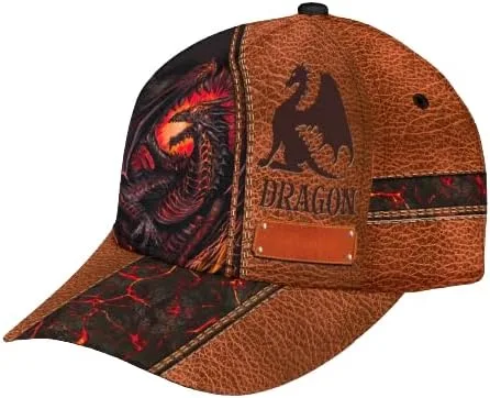 Vista 2 de Gorra de béisbol de dragón 3D - Gorra clásica de dragón con patrón azul claro para hombres y mujeres, regalo para los amantes de los dragones
