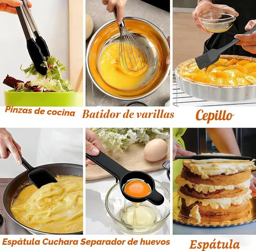 Vista 4 de Umite Chef, 26 piezas de juego de cuencos de acero inoxidable con tapas herméticas, 3 accesorios ralladores y fondo antideslizante negro, tamaño 7
