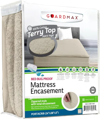 Vista 27 de Guardmax Funda de colchón individual con cremallera, protector de colchón 100% impermeable, suave y absorbente de algodón de rizo superior