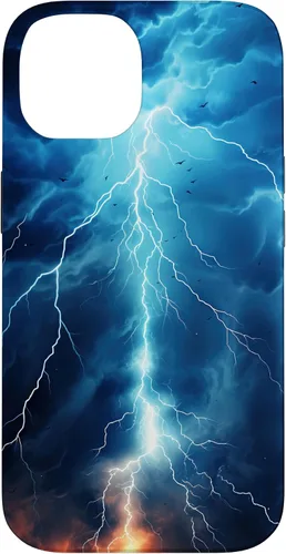 Vista 4 de iPhone 13 Pro Max Cool Blue Lightning Bolt Storm Funda de arte gráfico Wild Nature Sky
