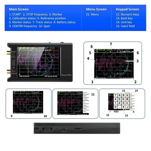 Vista 4 de Spectrum Analyzer, NanoVNA-H4 Spectrum Anslyzer 4“ Vector Network Antenna Analyzer 10KHz-1.5GHz MF HF VHF UHF Tuner Nano vna