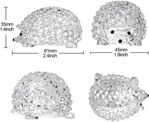 Vista 4 de LONGWIN Mini estatuas de vidrio erizo de cristal figuras coleccionables de animales de cristal adornos decorativos de mesa para el hogar