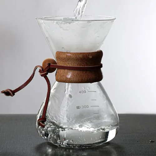 Vista 2 de Cafetera para cafetera, 13.5 fl oz, doble filtro, de madera, para café, adecuado para fiestas de café en casa