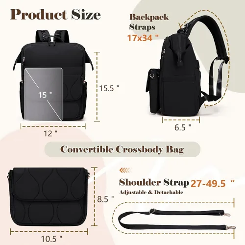 Vista 4 de miss fong Mochila para Pañales - Bolsa de Pañales para Bebé Mochila de Viaje para Pañales con Almohadilla Cambiadora de Pañales Mochila para Bebé
