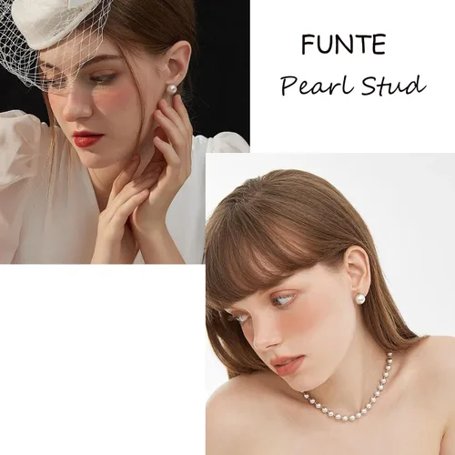 Vista 2 de 3 pares de aretes de perlas para mujer, aretes de perlas de oro, aretes de perlas, aretes colgantes de perlas de plata de ley S925 con poste