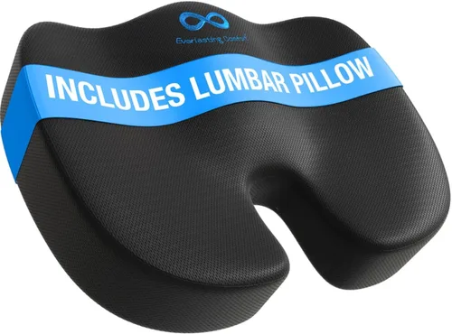 Vista 13 de Everlasting Comfort - Cojín de asiento para silla de oficina, cojín de coxis, almohada de ciática para sentarse (negro)