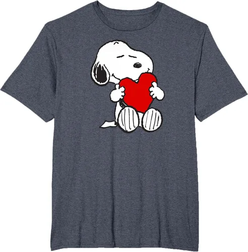 Vista 33 de Peanuts Camiseta de San Valentín Snoopy Hugging Heart, Negro