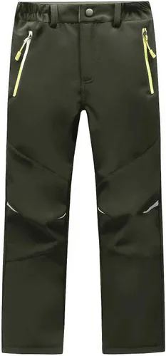 Vista 2 de MEILONGER Pantalones de senderismo Softshell para niños y niñas, con forro polar, pantalones de esquí para nieve, impermeables, para exteriores