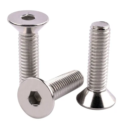 Vista 3 de Tornillos avellanados de cabeza plana de 1/4-20 x 1-1/2", pernos de casquillo hexagonal, acero inoxidable 304 18-8, rosca de máquina completa