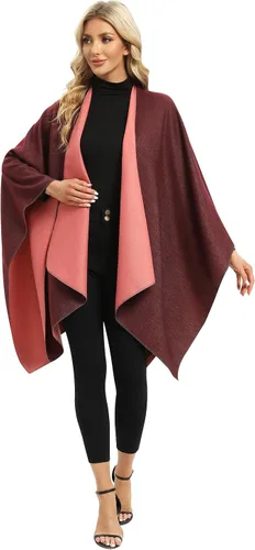 Vista 13 de Femdouce Manta cálida para mujer, ligera, con frente abierto, capa tipo poncho para primavera, otoño e invierno