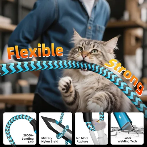 Vista 4 de Cable divisor USB C multi carga para múltiples dispositivos, cable de carga rápido 4 en 1, cable de carga de teléfono USB C trenzado con 4