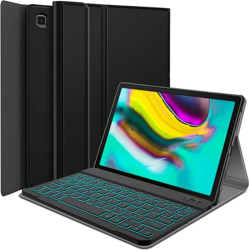 Vista 9 de Funda con teclado para Galaxy Tab S4 10.5 (SM-T830/T835, versión 2018), 7 colores retroiluminados desmontable inalámbrica con funda para Samsung