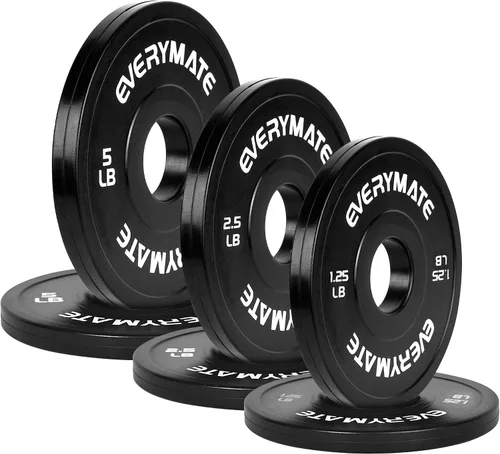 Vista 9 de EVERYMATE Juego de placas de peso de cambio negro, 1.25 libras, 2.5 libras, 5 libras, juego de placas olímpicas fraccionarias para entrenamiento