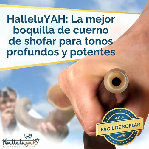 Vista 5 de HalleluYAH Kudu Shofar medio pulido Kosher original De Israel