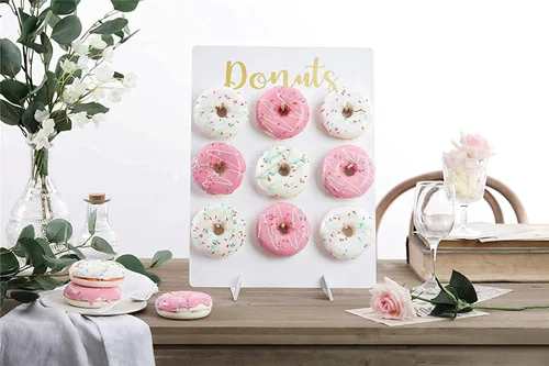 Vista 3 de Soporte de donas para fiesta, tablero de exhibición de madera con capacidad
