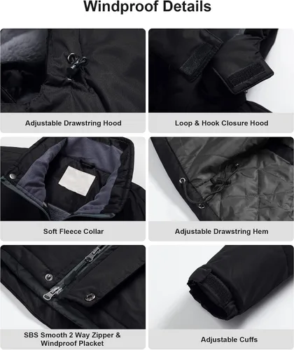 Vista 5 de Pursky Chaqueta de esquí impermeable para hombre abrigos de nieve de invierno abrigos de piel con capucha