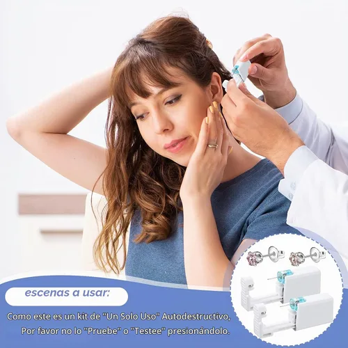 Vista 5 de Chumia 12 unidades de herramienta desechable para perforación de orejas con 12 piezas de pendientes de seguridad (5 mm) sin dolor, fácil de usar