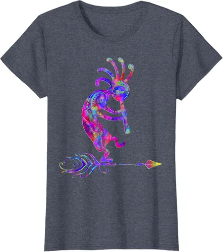 Vista 64 de Native American Kokopelli With Feather 2 - Camiseta Fan Fun, Negro, S