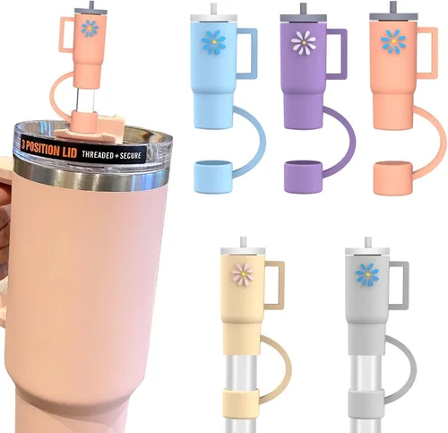 Vista 9 de AIERSA 10 Tapas de Cobertura para Pajita para Vaso Stanley, Tapa de Pajita de Silicona Compatible con Vaso Stanley de 30 y 40 Oz con Asa