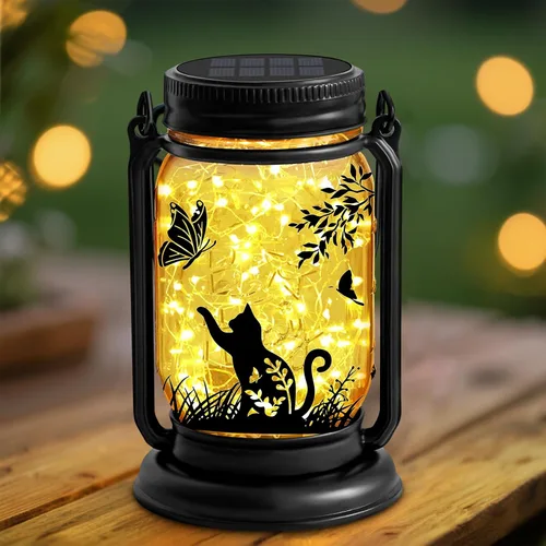 Vista 11 de Faroles solares al aire libre, regalos para amantes de los perros, mariposa