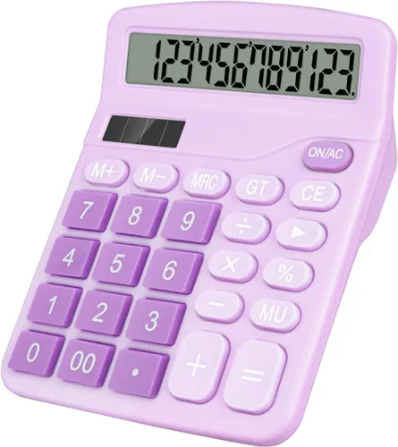 Vista 9 de Calculadora de escritorio, calculadora negra con botones grandes, pantalla LCD grande de 12 dígitos, batería solar y AA de doble potencia