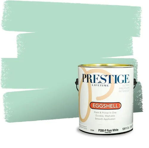 Vista 263 de Prestige Paints - Pintura exterior e imprimación en uno, 1 galón, plano, compatibilidad comparable con el color menta «Whipped Mint» de Behr